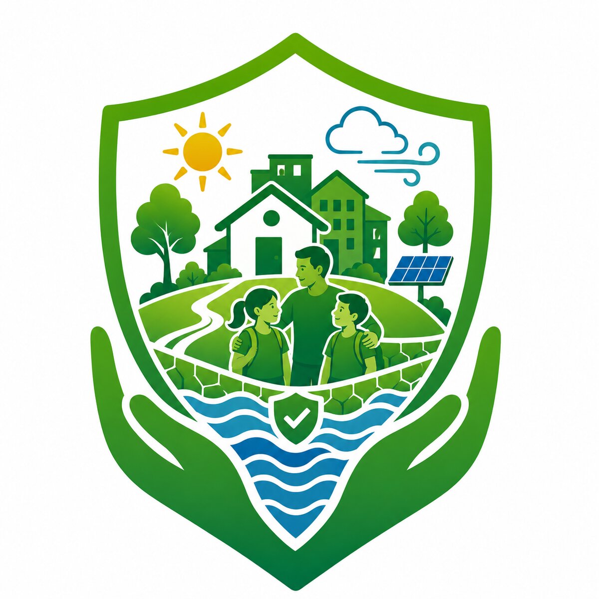 Illustration of climate-resilient communities and children