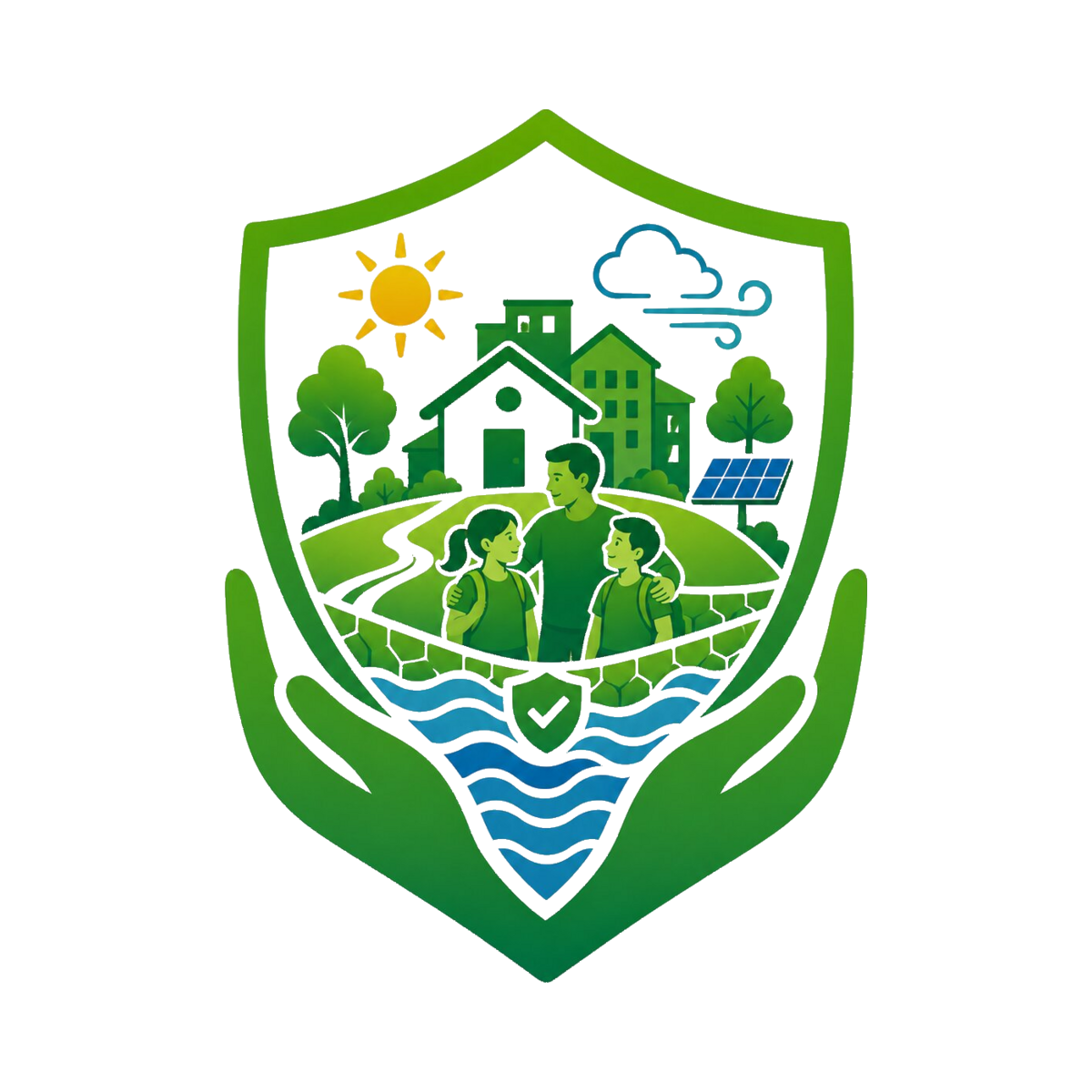 Illustration of climate-resilient communities and children